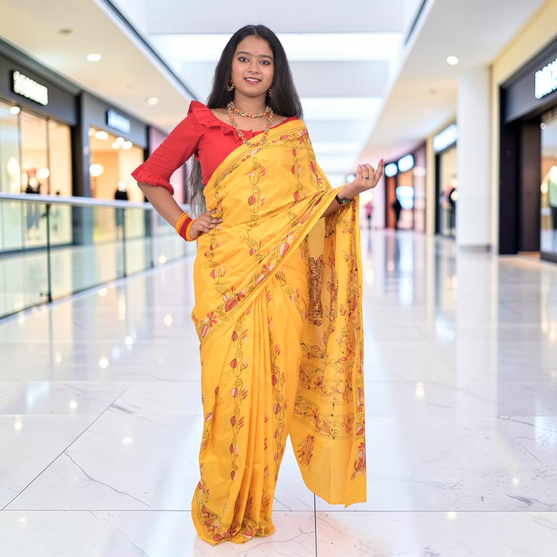 Kanakshi Elegance Katha Stitch Bangalore Silk Saree
