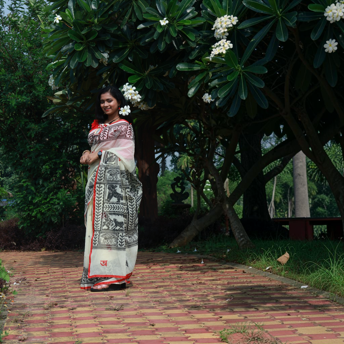 Barnika Sanskriti Aplique Cotton Saree - Handcrafted Indian Art (View 4) | Art Angan