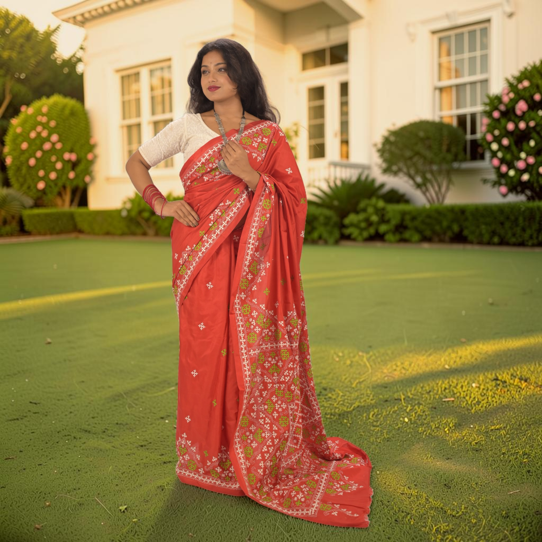 Koralia Gujarati Stitch Bangalore Silk Saree