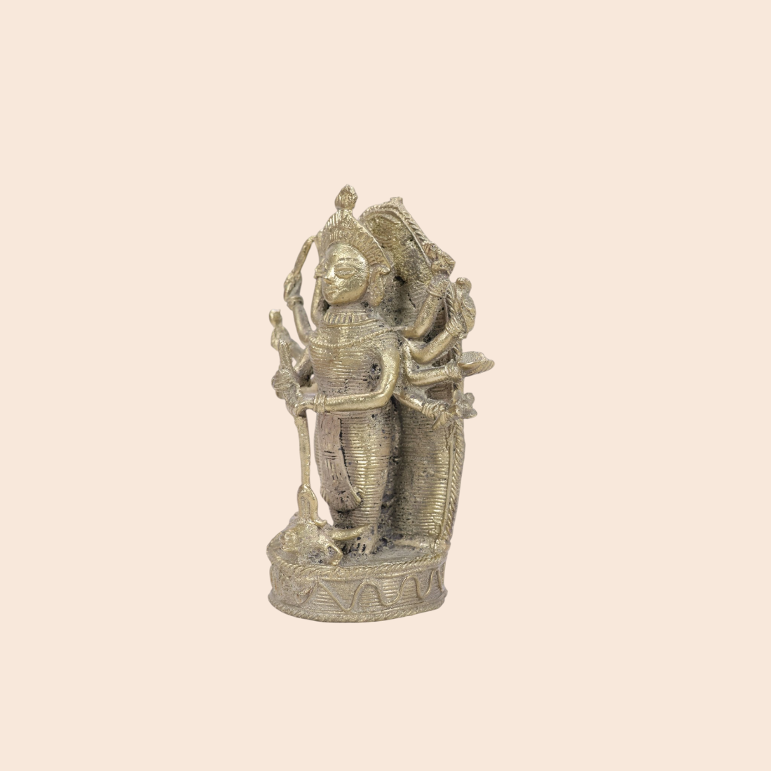 Dokra Maa Durga - Handcrafted Indian Art (View 3) | Art Angan