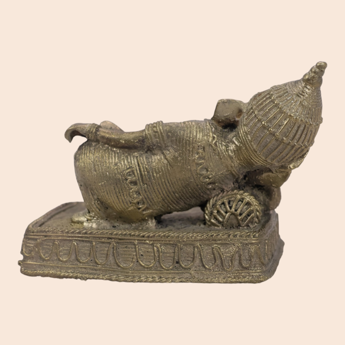 Dokra Sleeping Ganesh ji showpiece - Handcrafted Indian Art (View 4) | Art Angan