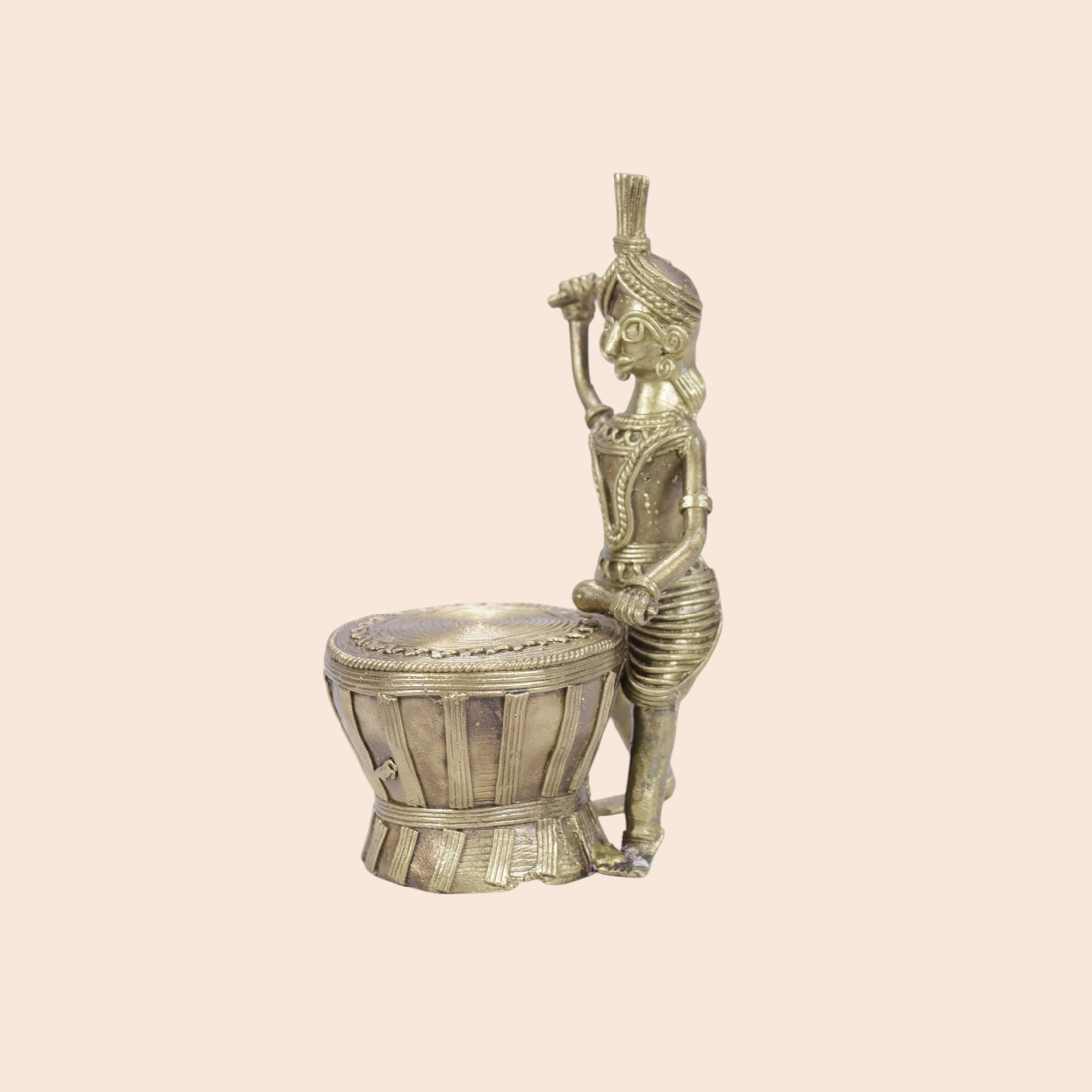 Dokra Dhamsa showpiece - Handcrafted Indian Art (View 3) | Art Angan