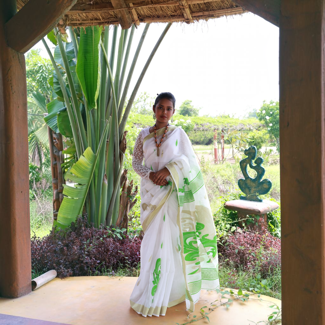 Shubhra Kalka Handwoven Handloom Saree - Authentic Handcrafted Saree | Art Angan