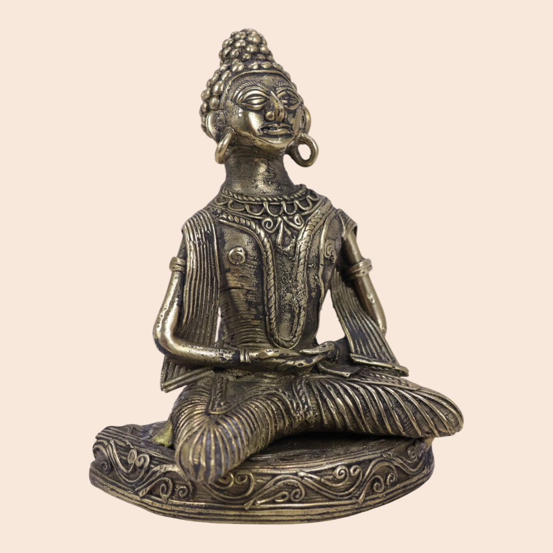 Dokra Lord Buddha - Handcrafted Indian Art (View 3) | Art Angan