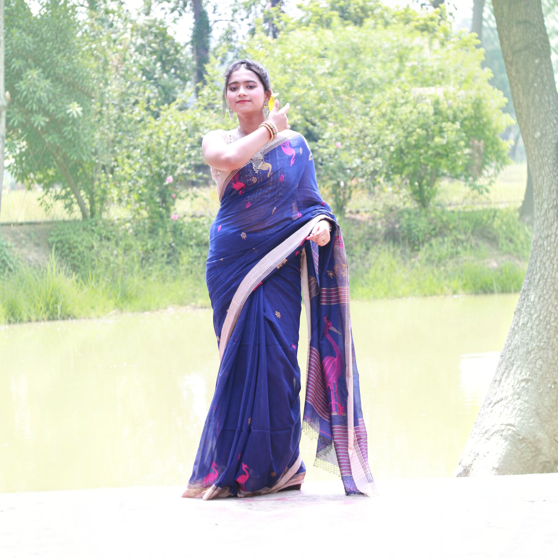 Neelayan Classic Khadi Cotton Saree - Authentic Handcrafted Saree | Art Angan