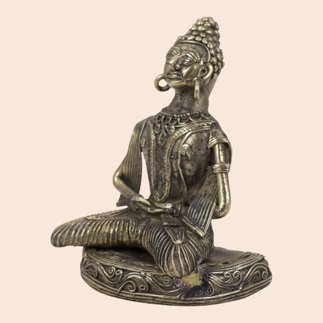 Dokra Lord Buddha - Handcrafted Indian Art (View 4) | Art Angan