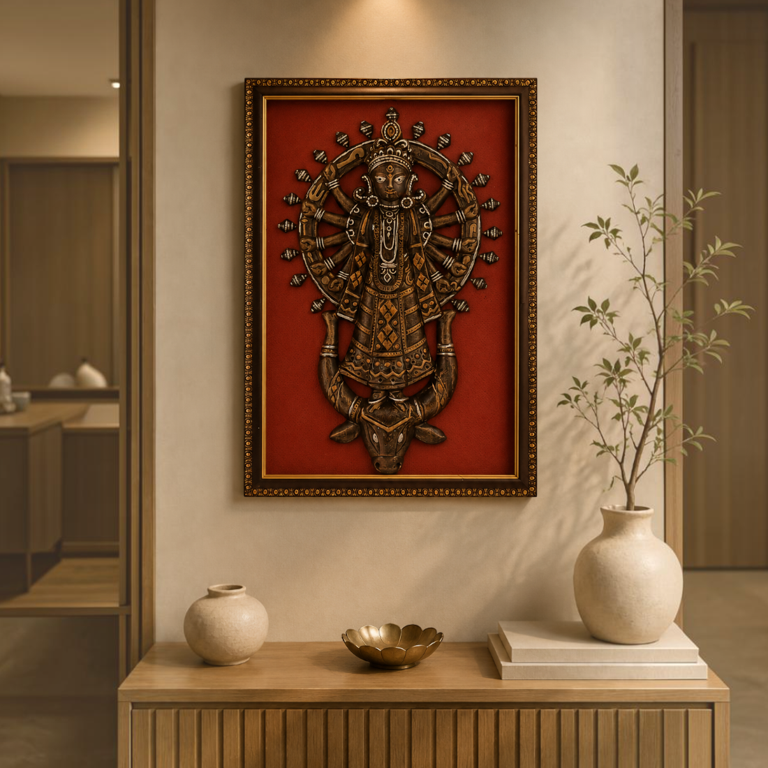 Clay Maa Durga Frame - Matir Putul Collection | Art Angan