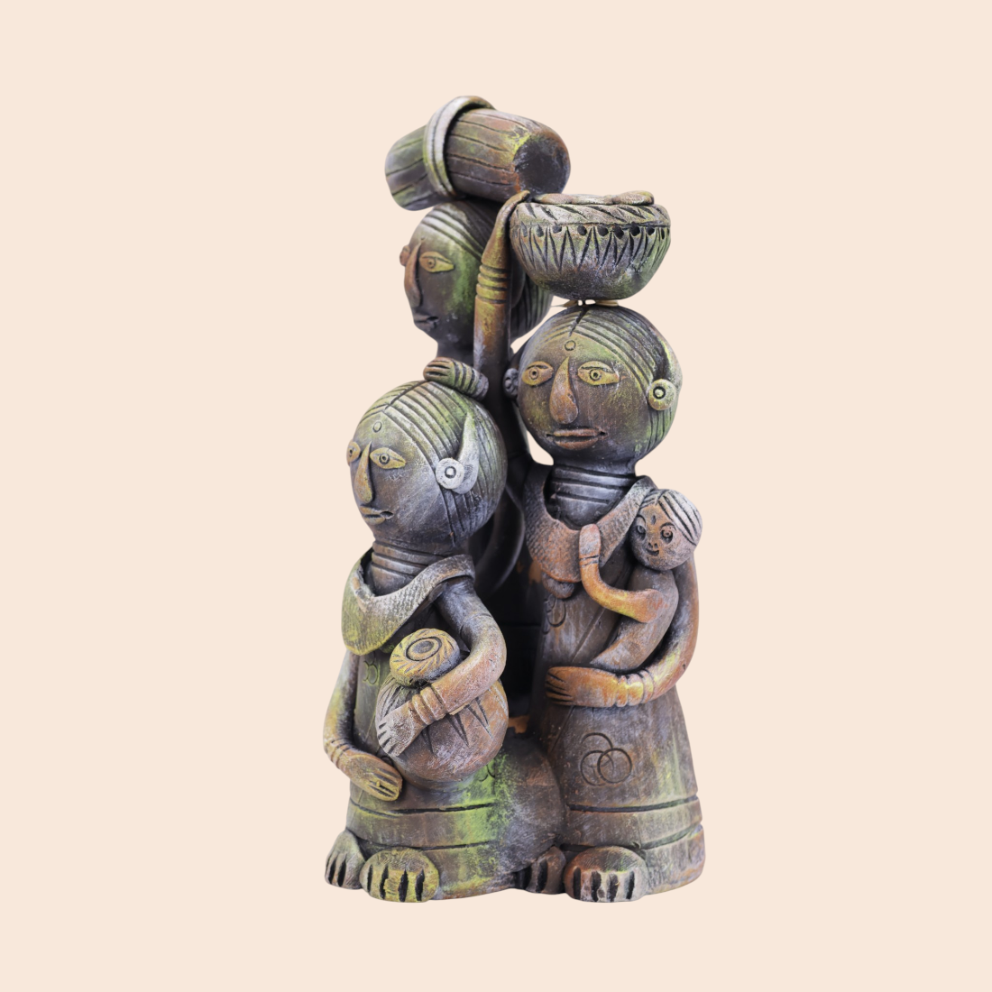 Adivashi Family(Clay show piece) - Handcrafted Indian Art (View 4) | Art Angan