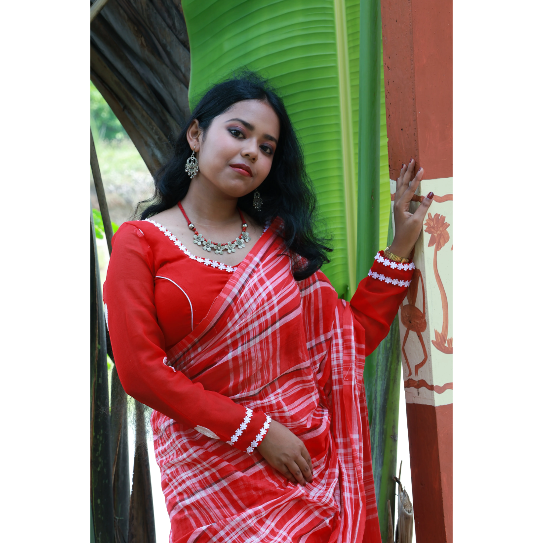 Gulika Sunrise Mul Cotton Saree - Handcrafted Indian Art (View 3) | Art Angan