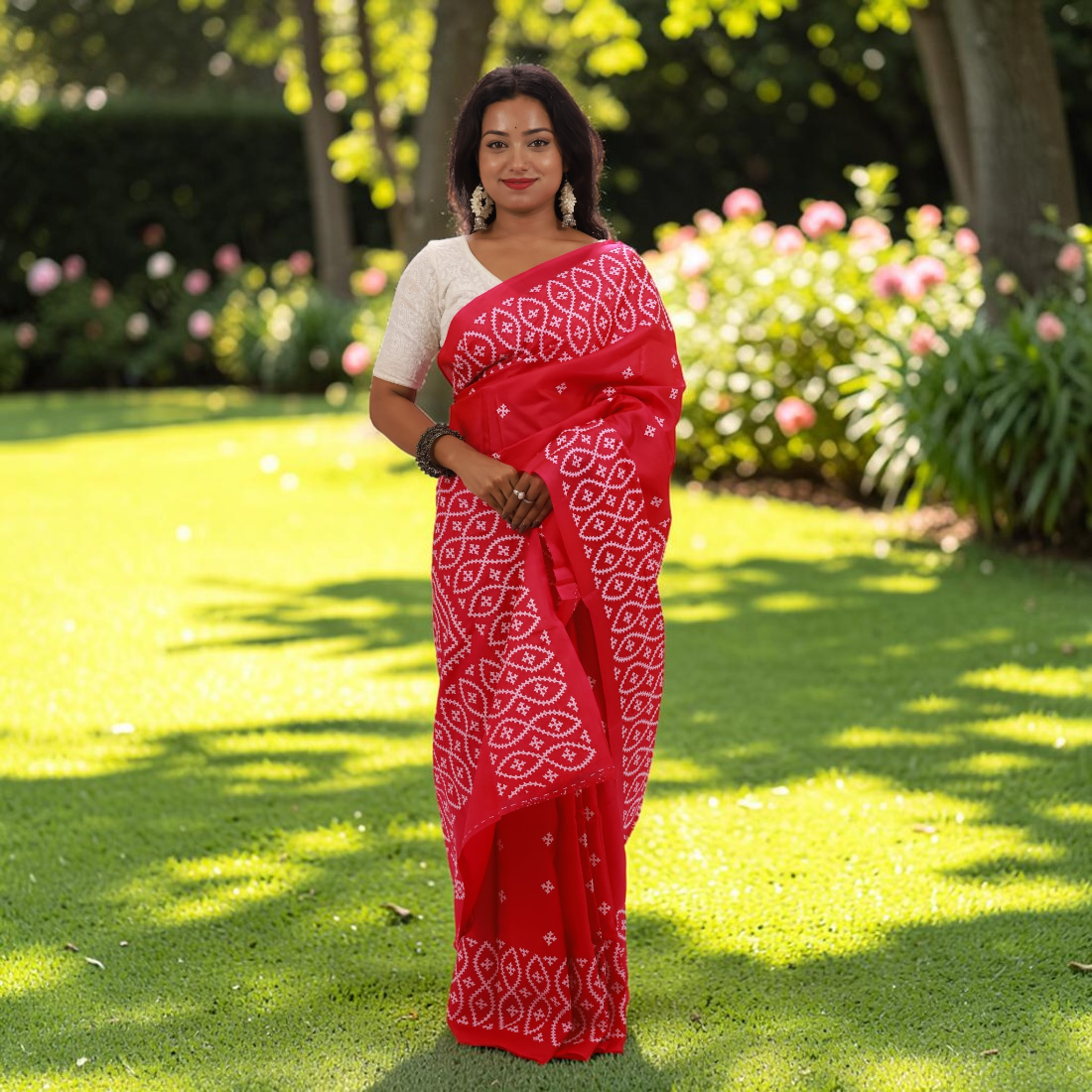 Raktima Heritage Gujarati Stitch Bangalore Silk Saree - Handcrafted Indian Art (View 2) | Art Angan