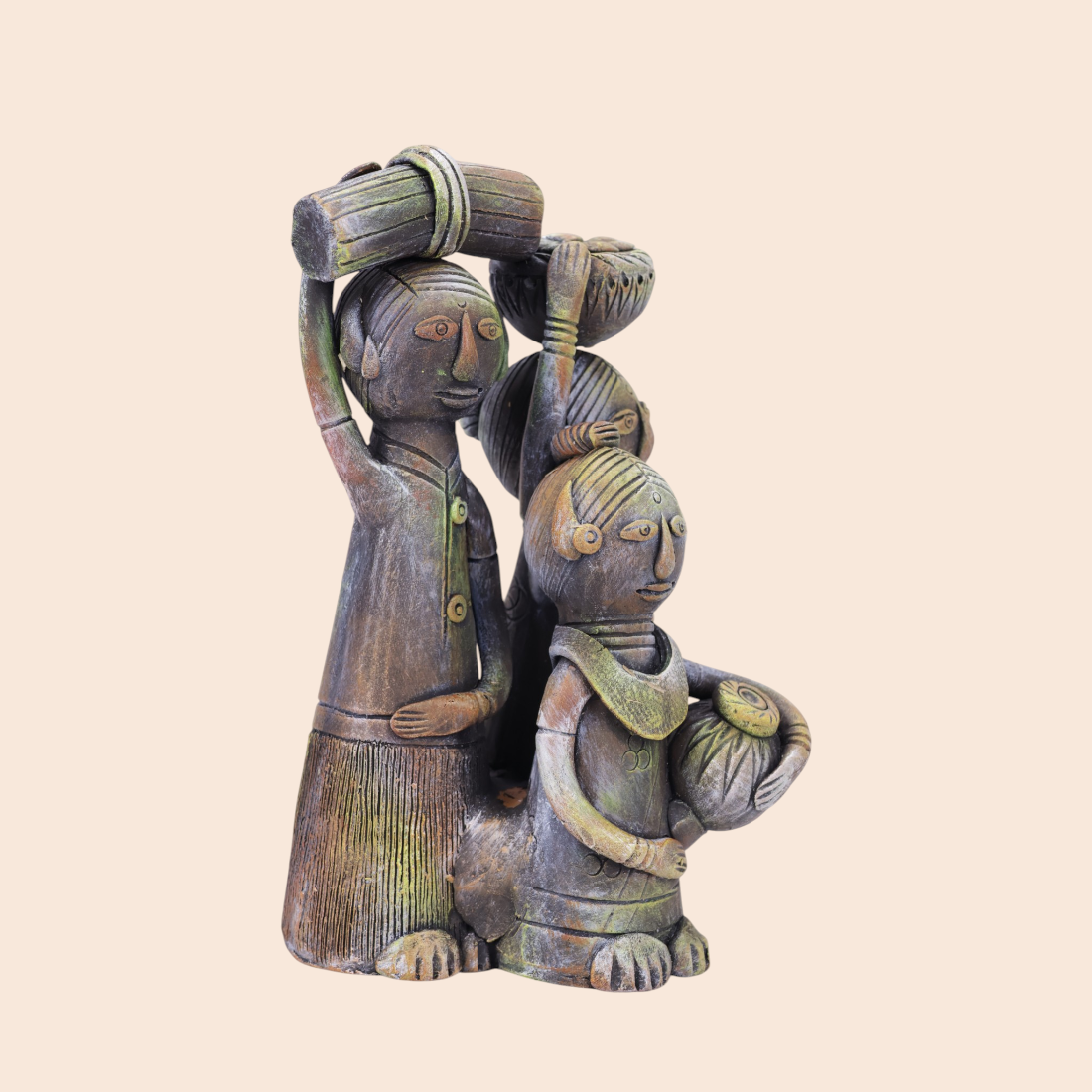Adivashi Family(Clay show piece) - Handcrafted Indian Art (View 5) | Art Angan
