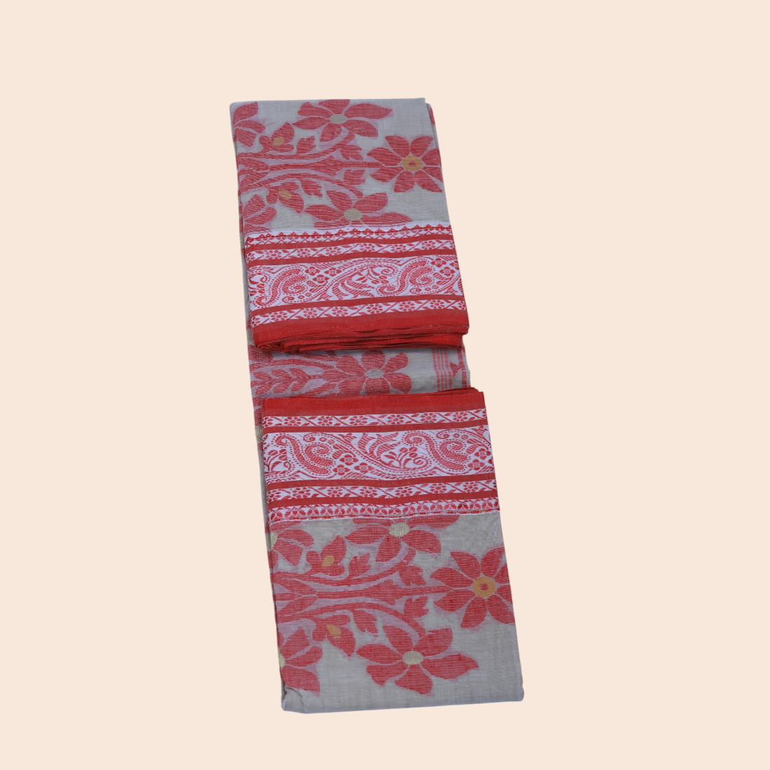 Mrittika Floral Tangail Cotton Saree - Authentic Handcrafted Saree | Art Angan