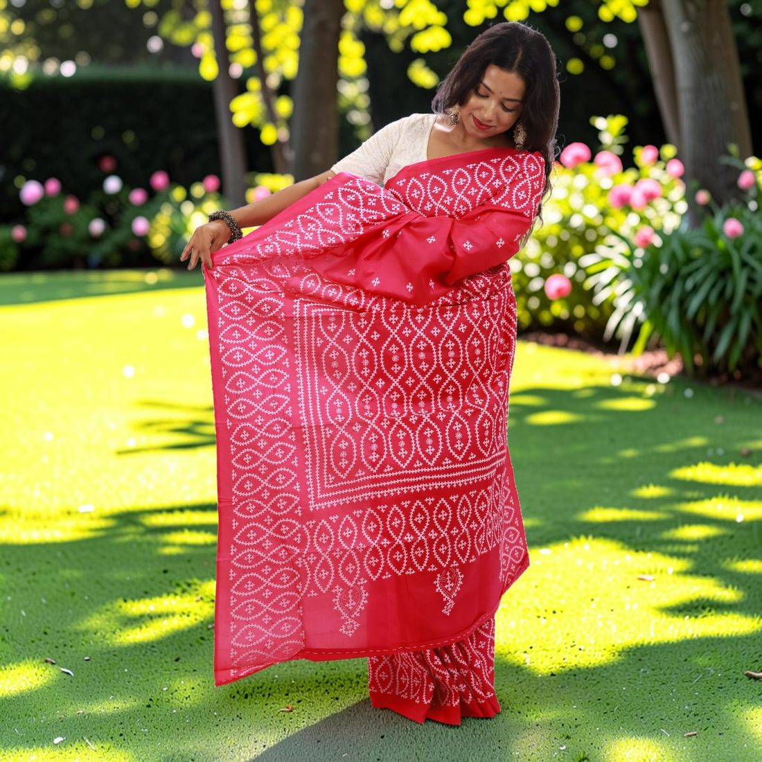 Raktima Heritage Gujarati Stitch Bangalore Silk Saree - Handcrafted Indian Art (View 3) | Art Angan