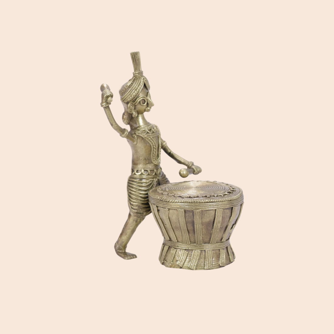 Dokra Dhamsa showpiece - Handcrafted Indian Art (View 2) | Art Angan