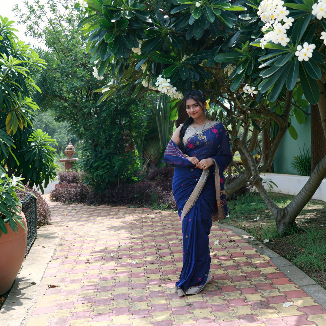 Neelayan Classic Khadi Cotton Saree - Handcrafted Indian Art (View 4) | Art Angan