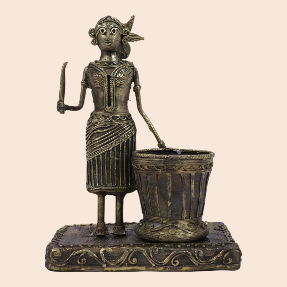 Dokra Pensholder showpice - Handcrafted Indian Art (View 2) | Art Angan