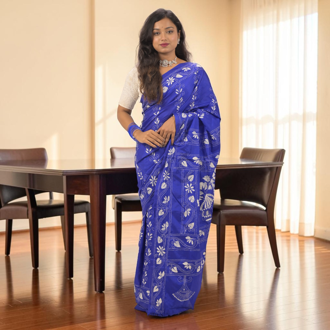 Neelisha Royale Katha Stitch Bangalore Silk Saree