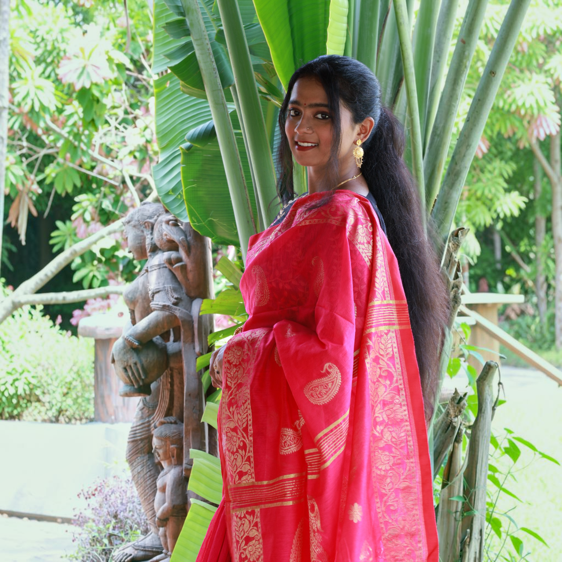 Nishika Goldweave Handloom Silk Saree - Authentic Handcrafted Saree | Art Angan